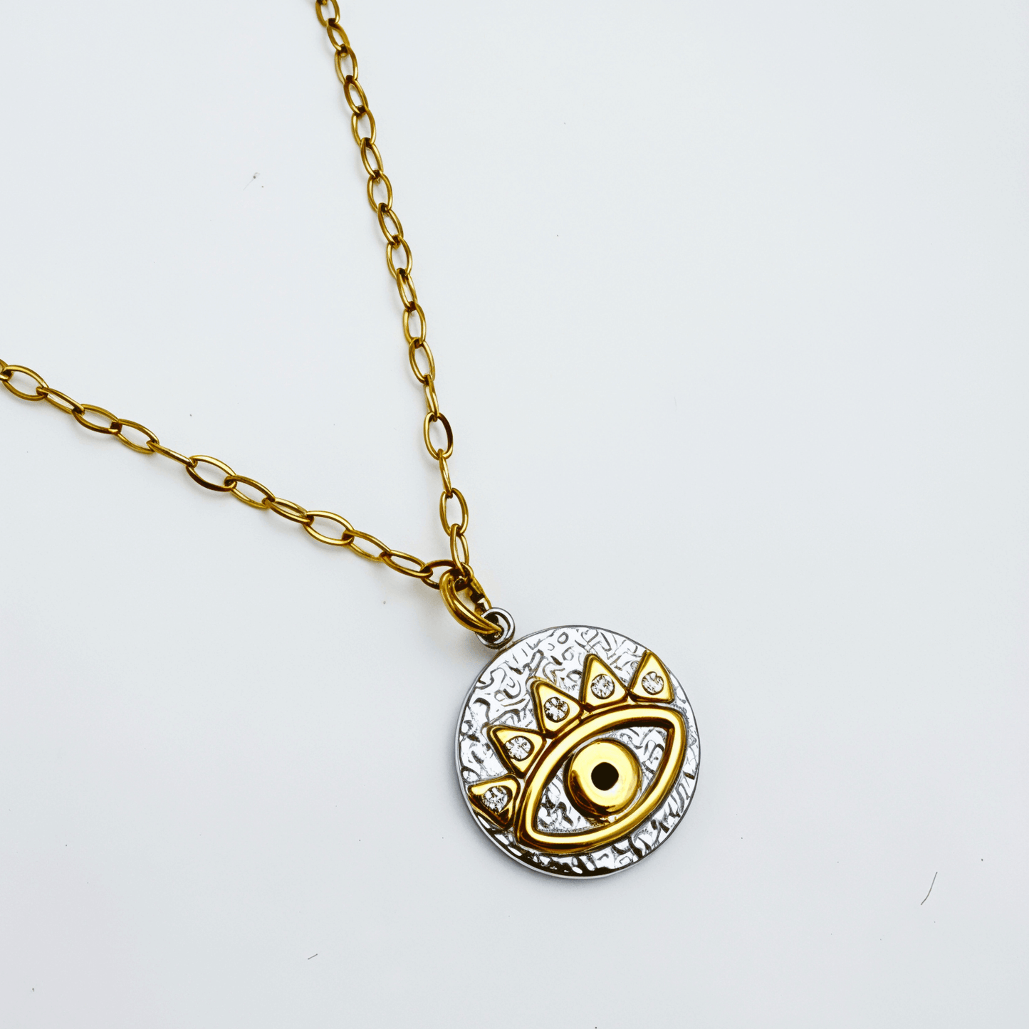 Gold Evil Eye Medallion Necklace – MXW Jewellery