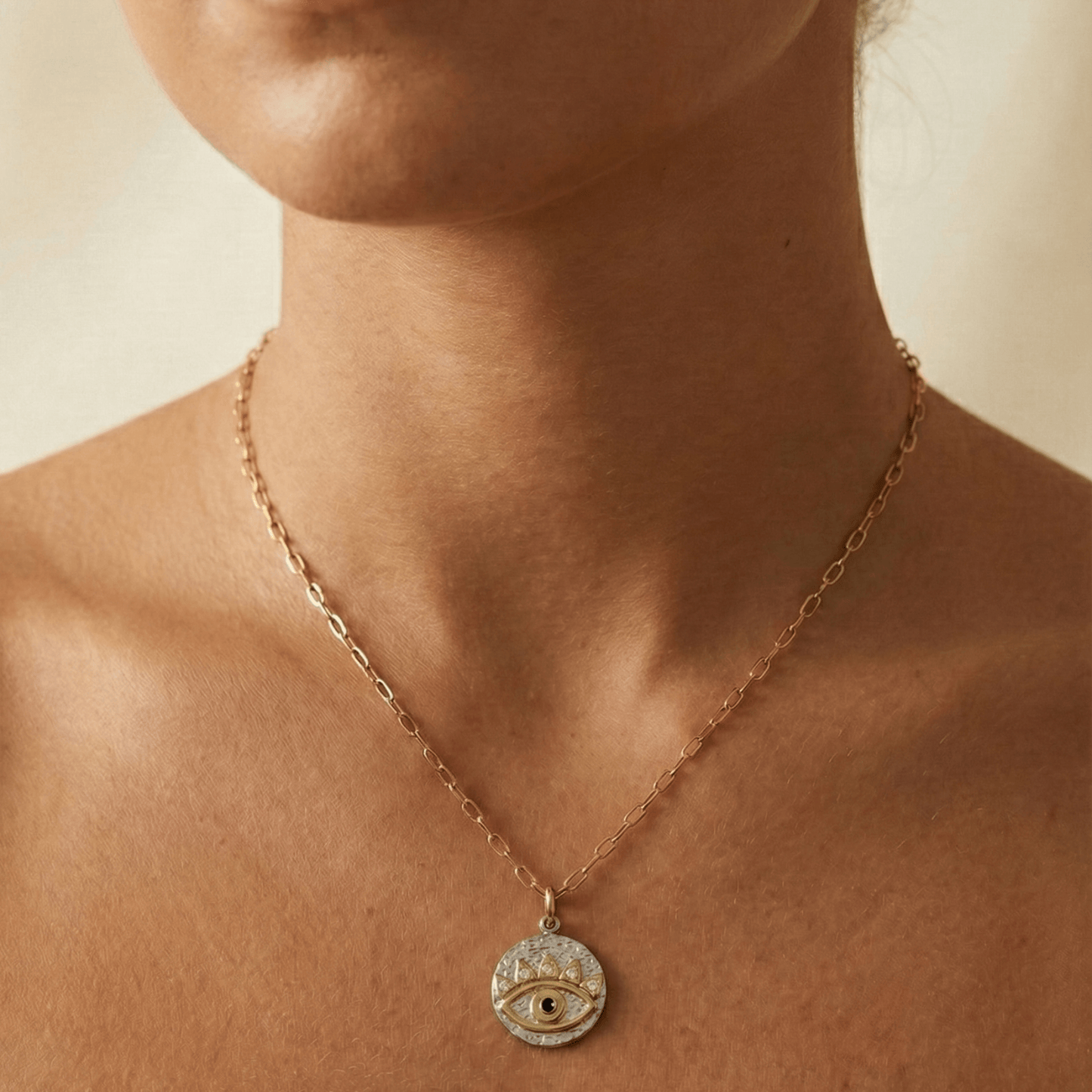 Gold Evil Eye Medallion Necklace – MXW Jewellery