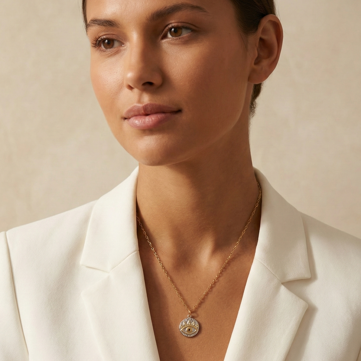 Gold Evil Eye Medallion Necklace – MXW Jewellery