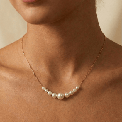 Gold Graduated Crystal Pearl Necklace – MXW Jewellery