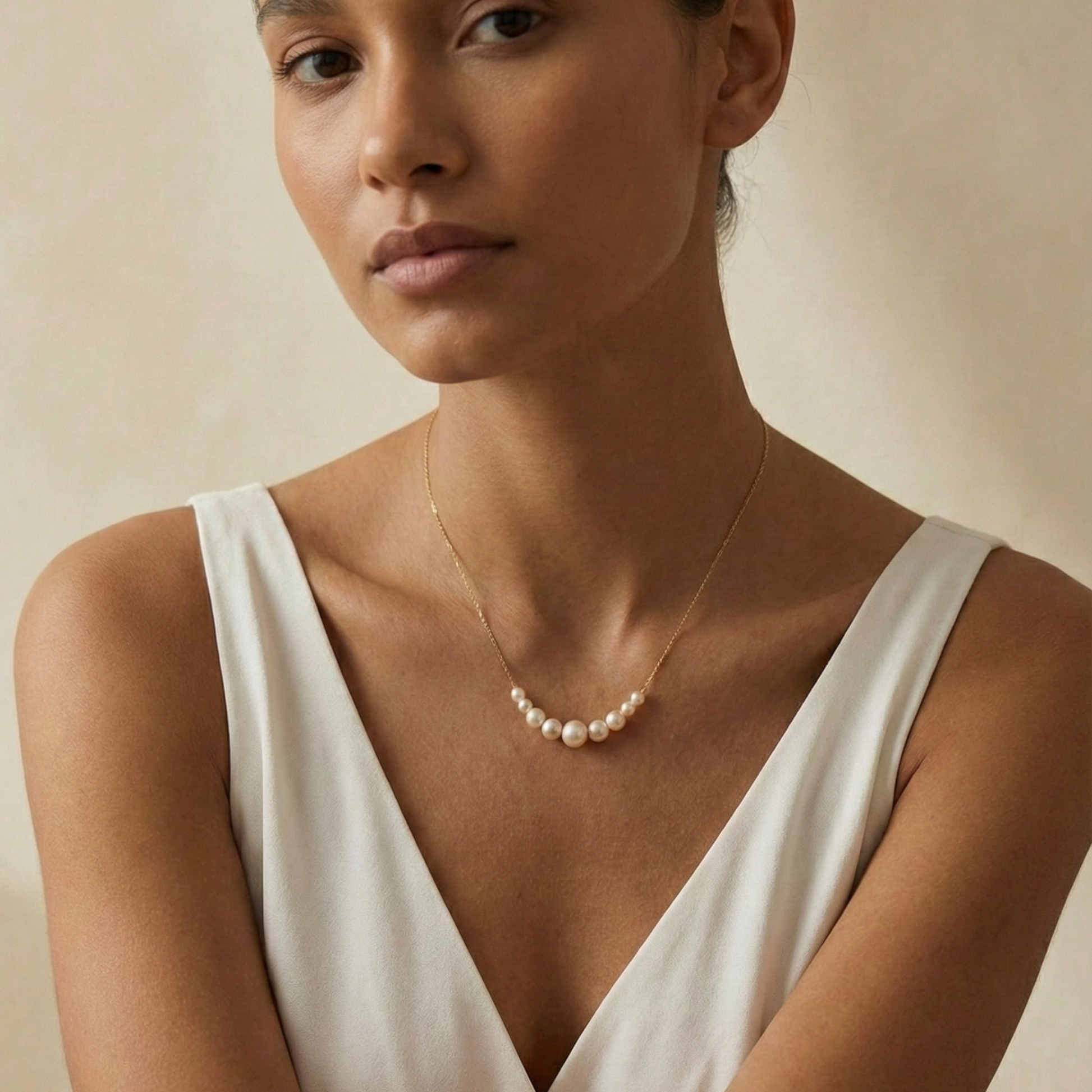 Gold Graduated Crystal Pearl Necklace – MXW Jewellery