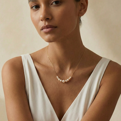 Gold Graduated Crystal Pearl Necklace – MXW Jewellery