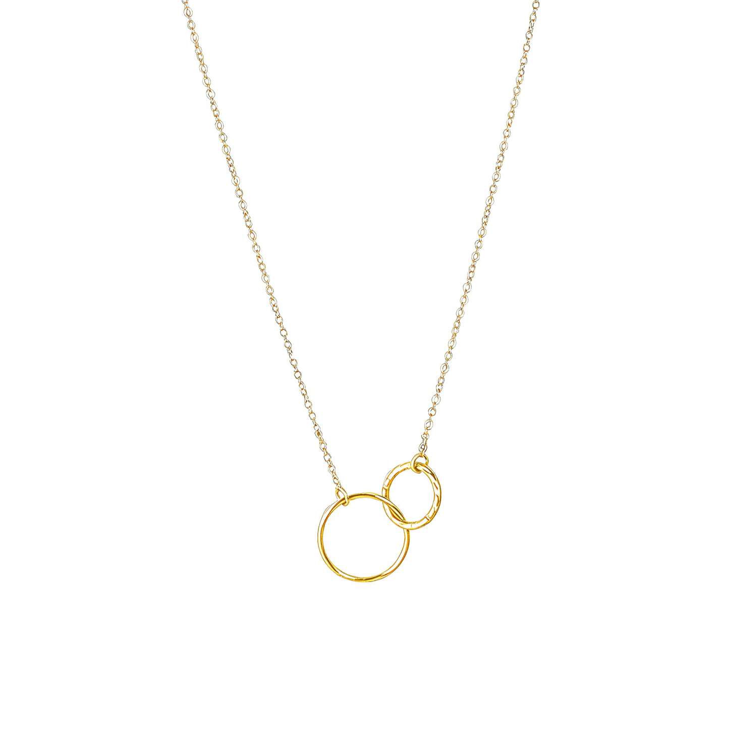 gold interlink necklace with smooth rounded links, minimalist waterproof design for everyday wear or layering