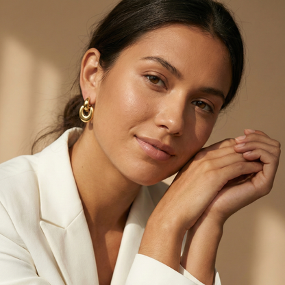 Gold Interlocking Oval Hoop Earrings – MXW Jewellery