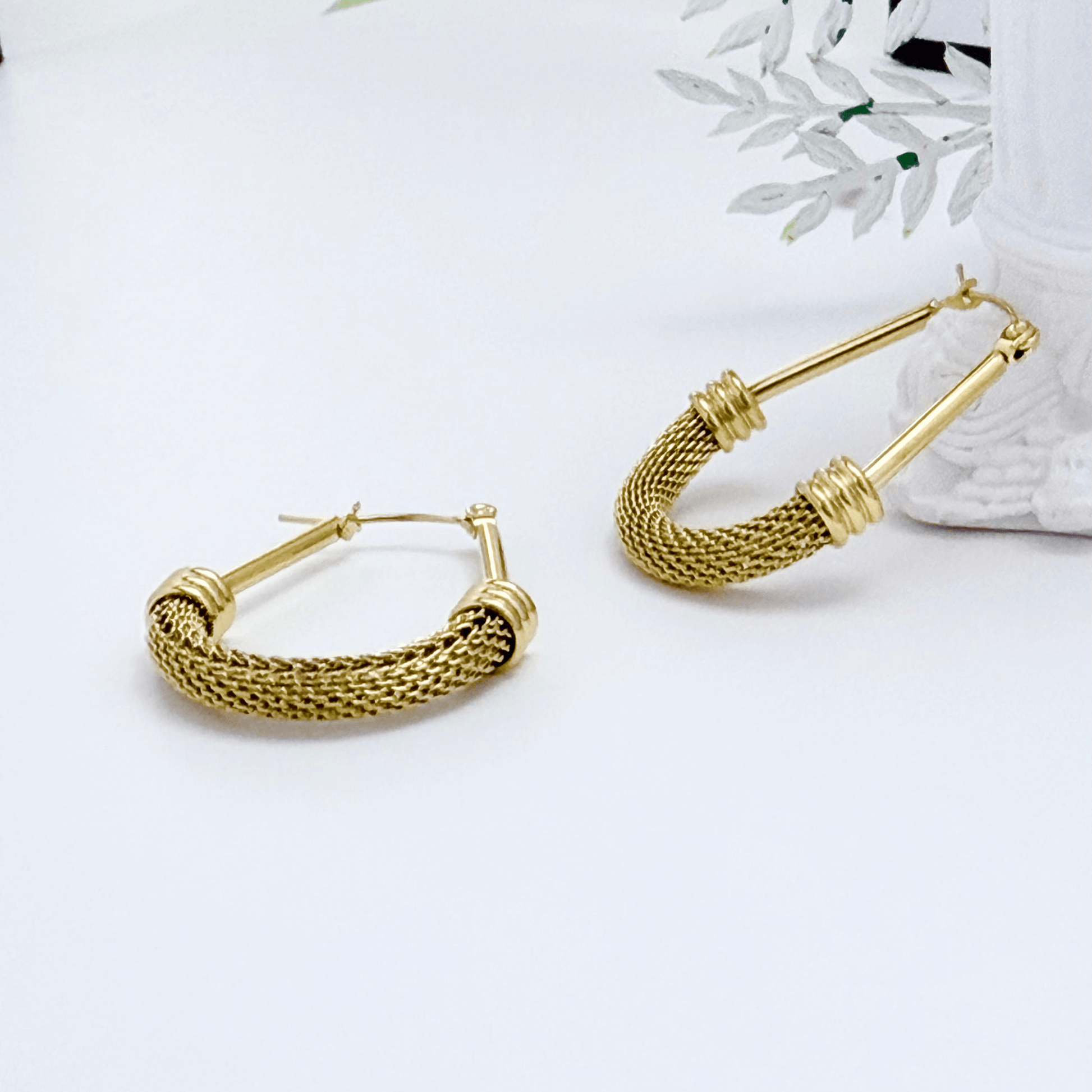 Gold Mesh Hoop Earrings – MXW Jewellery