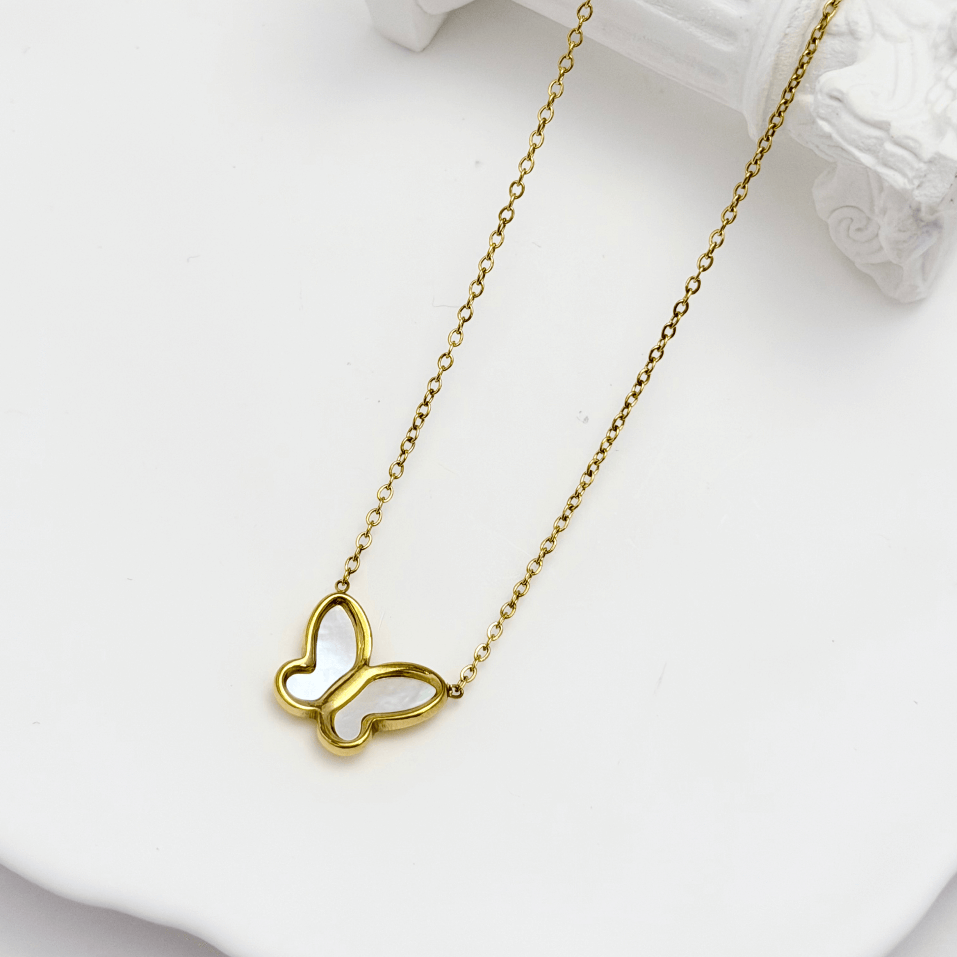 Gold Mother-of-Pearl Butterfly Necklace – MXW Jewellery