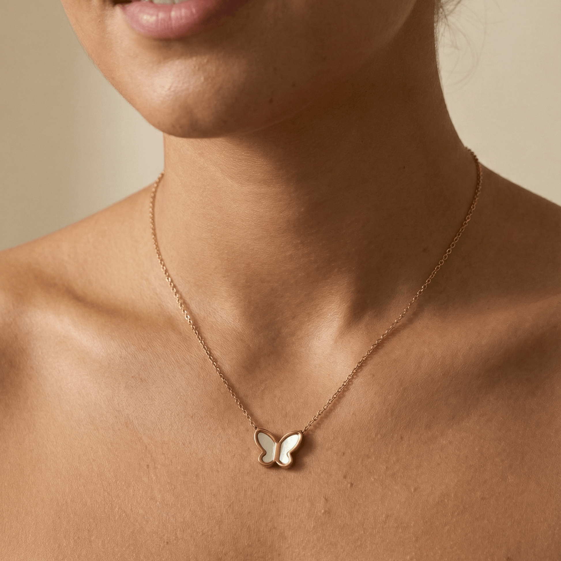 Gold Mother-of-Pearl Butterfly Necklace – MXW Jewellery