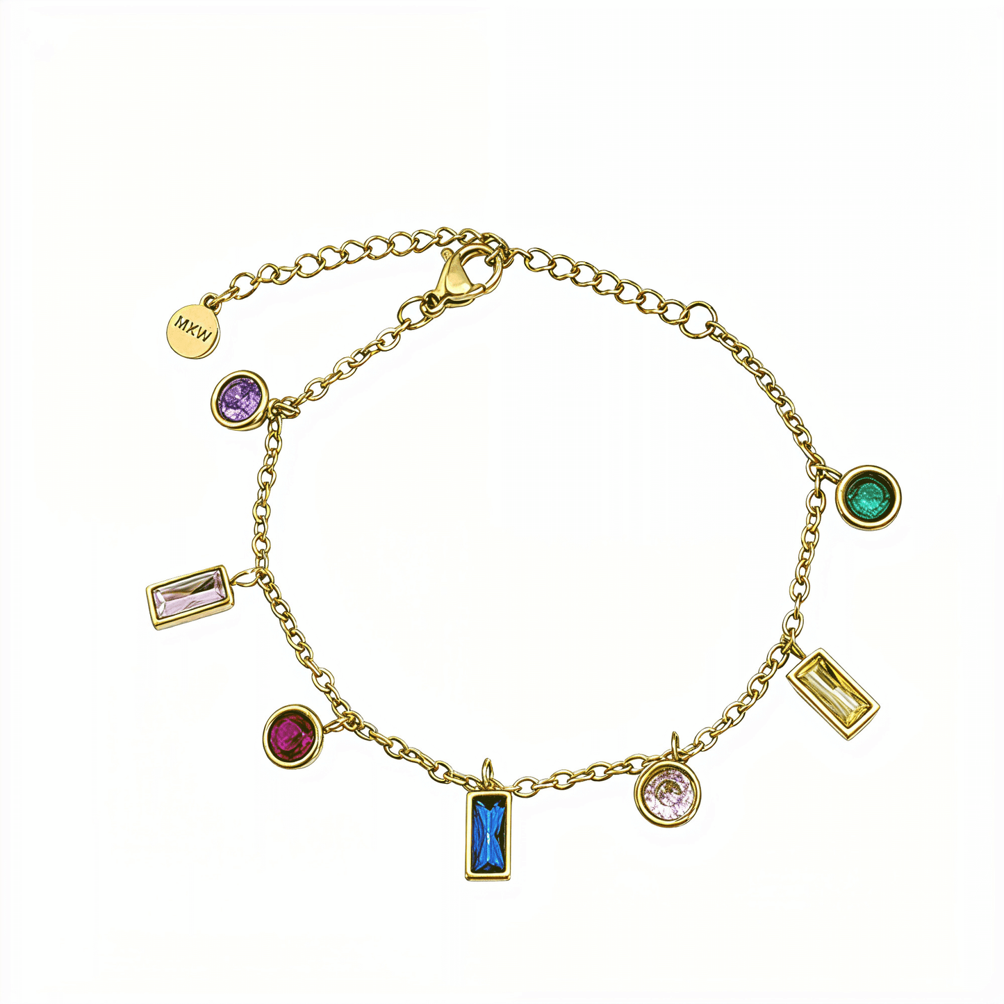 Gold Multi-Colour Charm Bracelet – MXW Jewellery