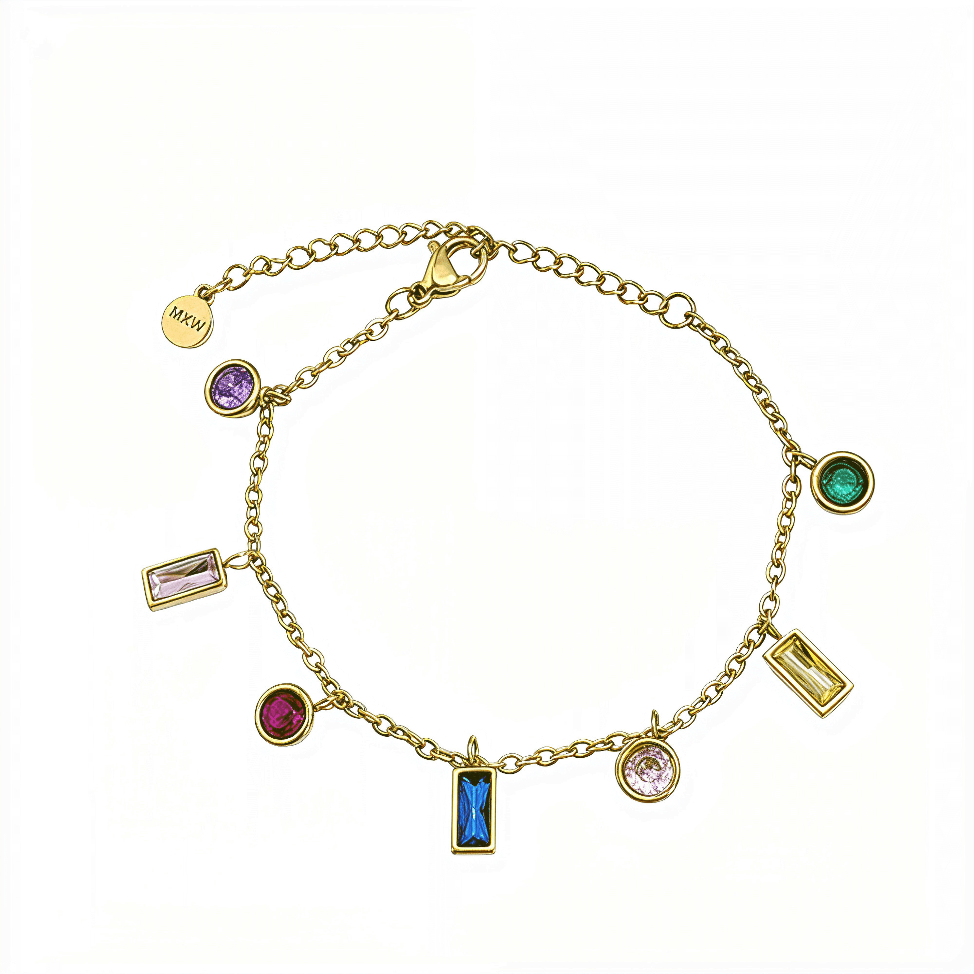Gold Multi-Colour Charm Bracelet – MXW Jewellery