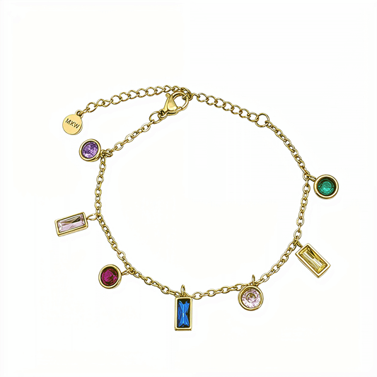 Gold Multi-Colour Charm Bracelet – MXW Jewellery