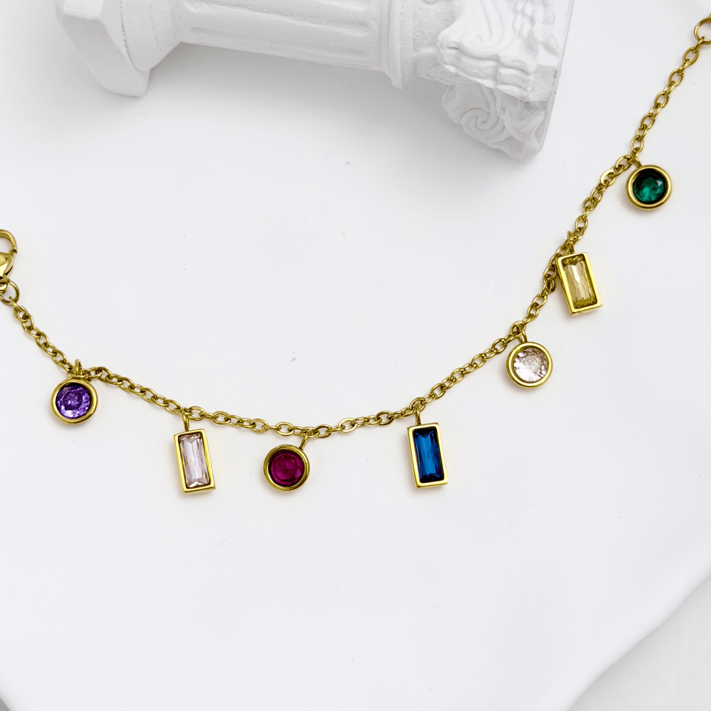 Gold Multi-Colour Charm Bracelet – MXW Jewellery