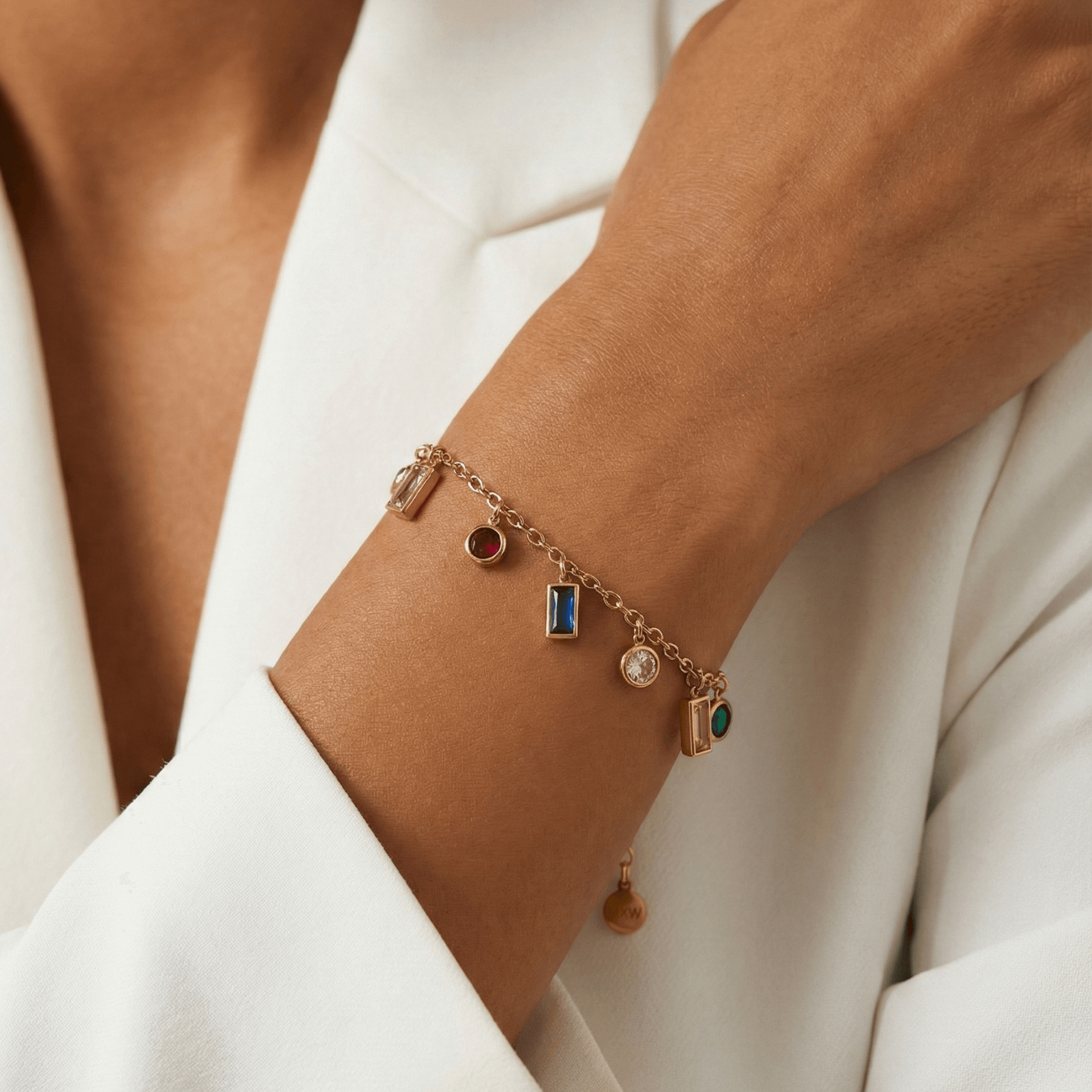 Gold Multi-Colour Charm Bracelet – MXW Jewellery