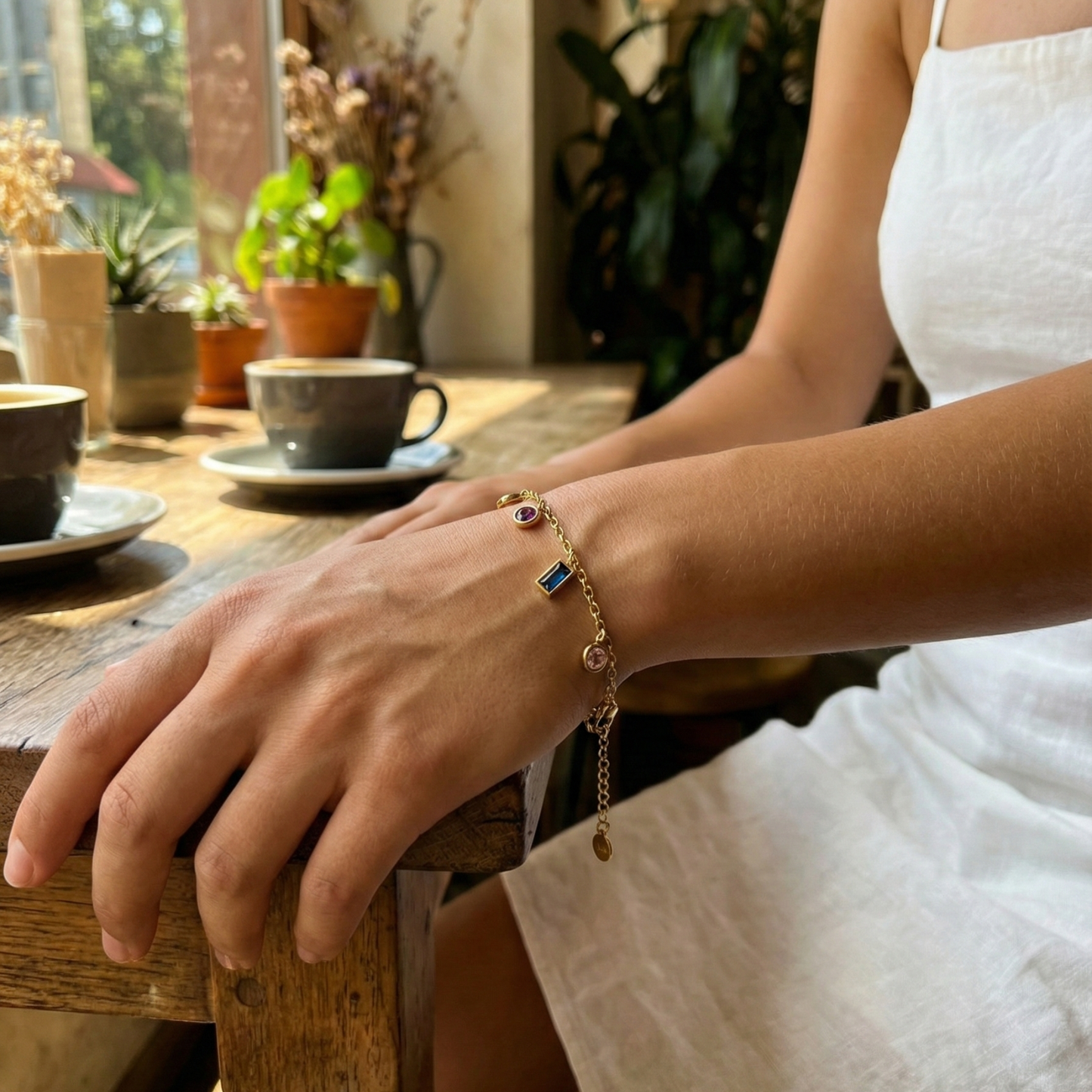 Gold Multi-Colour Charm Bracelet – MXW Jewellery