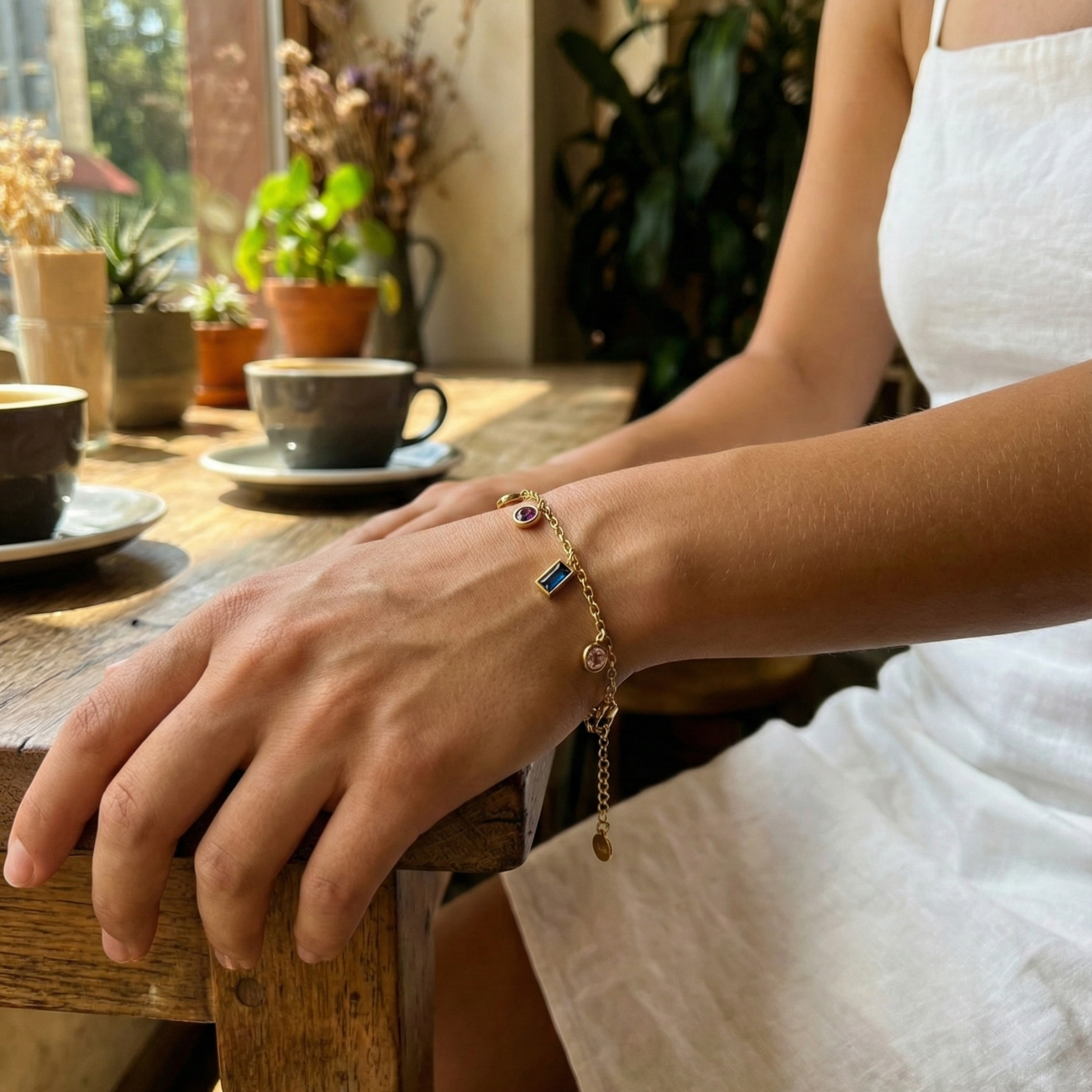 Gold Multi-Colour Charm Bracelet – MXW Jewellery