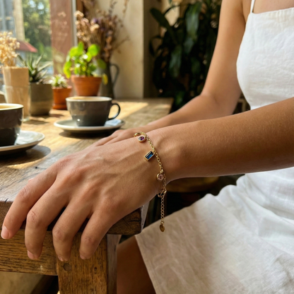 Gold Multi-Colour Charm Bracelet – MXW Jewellery