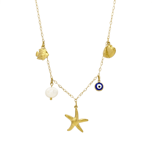 Gold Ocean Charm Necklace – MXW Jewellery