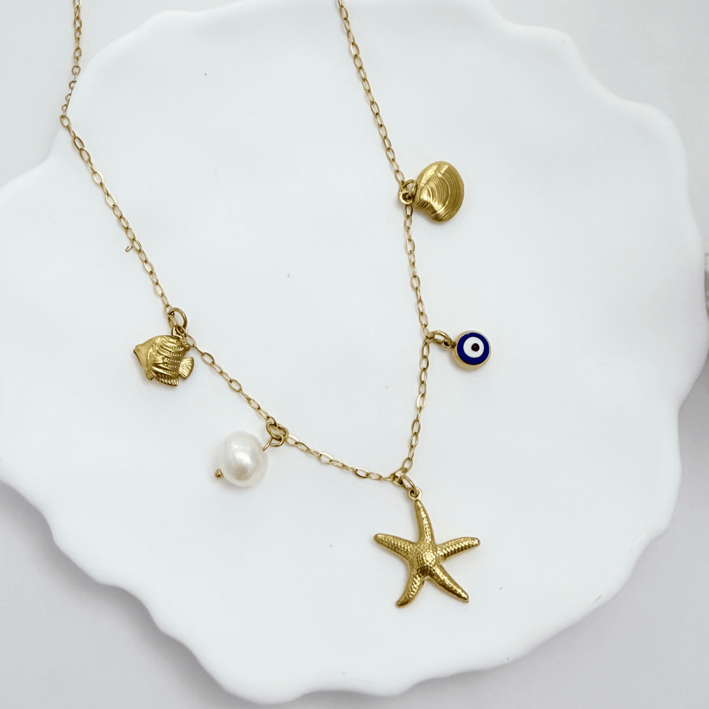 Gold Ocean Charm Necklace – MXW Jewellery
