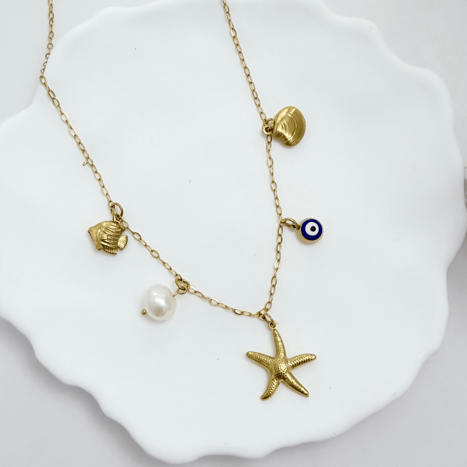 Gold Ocean Charm Necklace – MXW Jewellery