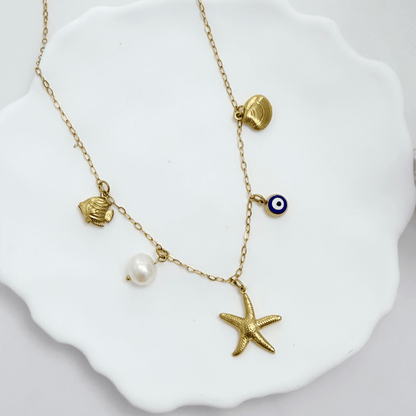 Gold Ocean Charm Necklace – MXW Jewellery