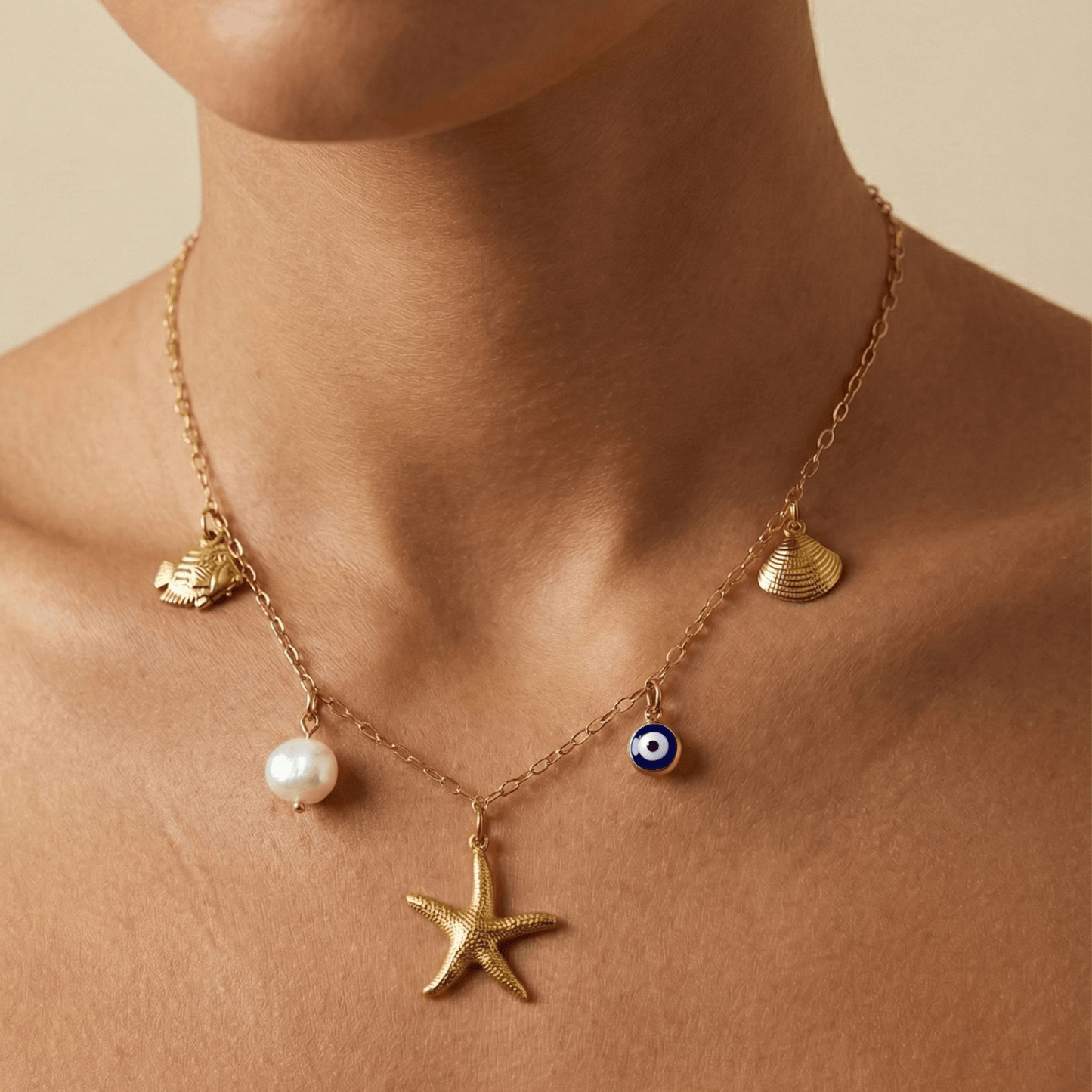 Gold Ocean Charm Necklace – MXW Jewellery