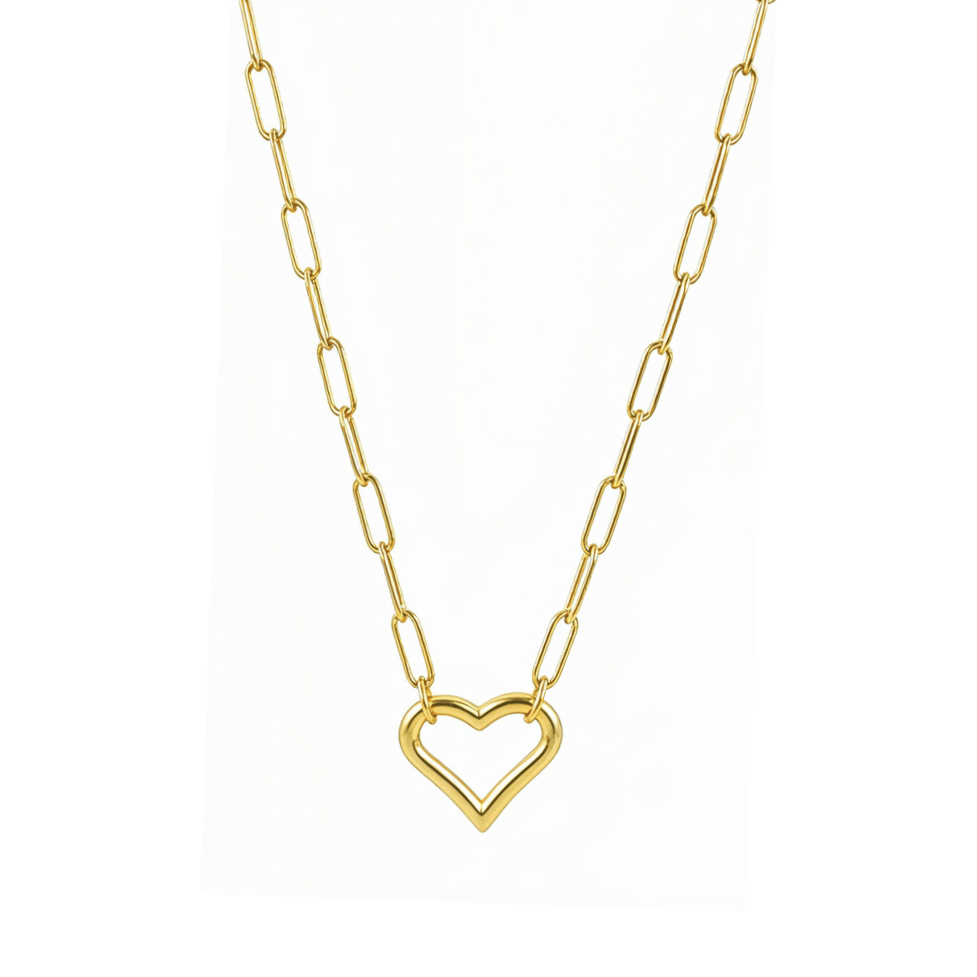 Gold openable heart paperclip chain necklace — minimalist waterproof jewellery by MXW