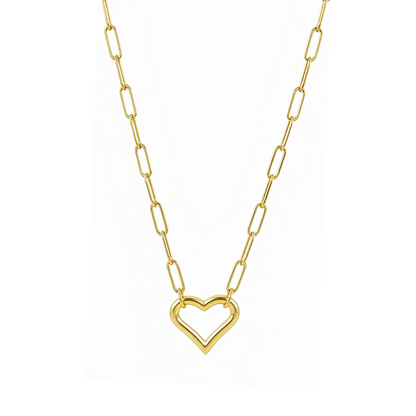 Gold openable heart paperclip chain necklace — minimalist waterproof jewellery by MXW