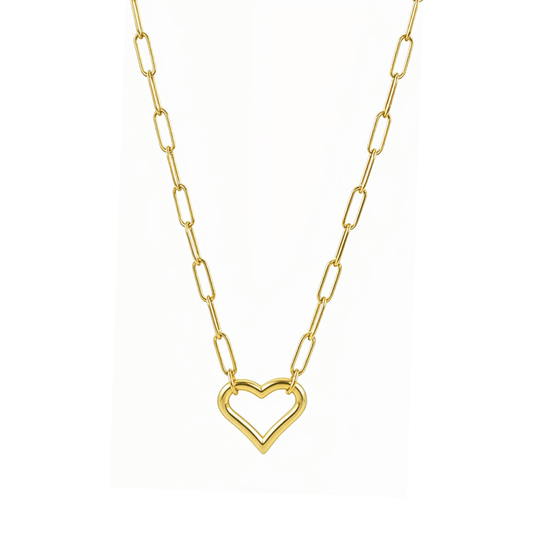 Gold openable heart paperclip chain necklace — minimalist waterproof jewellery by MXW