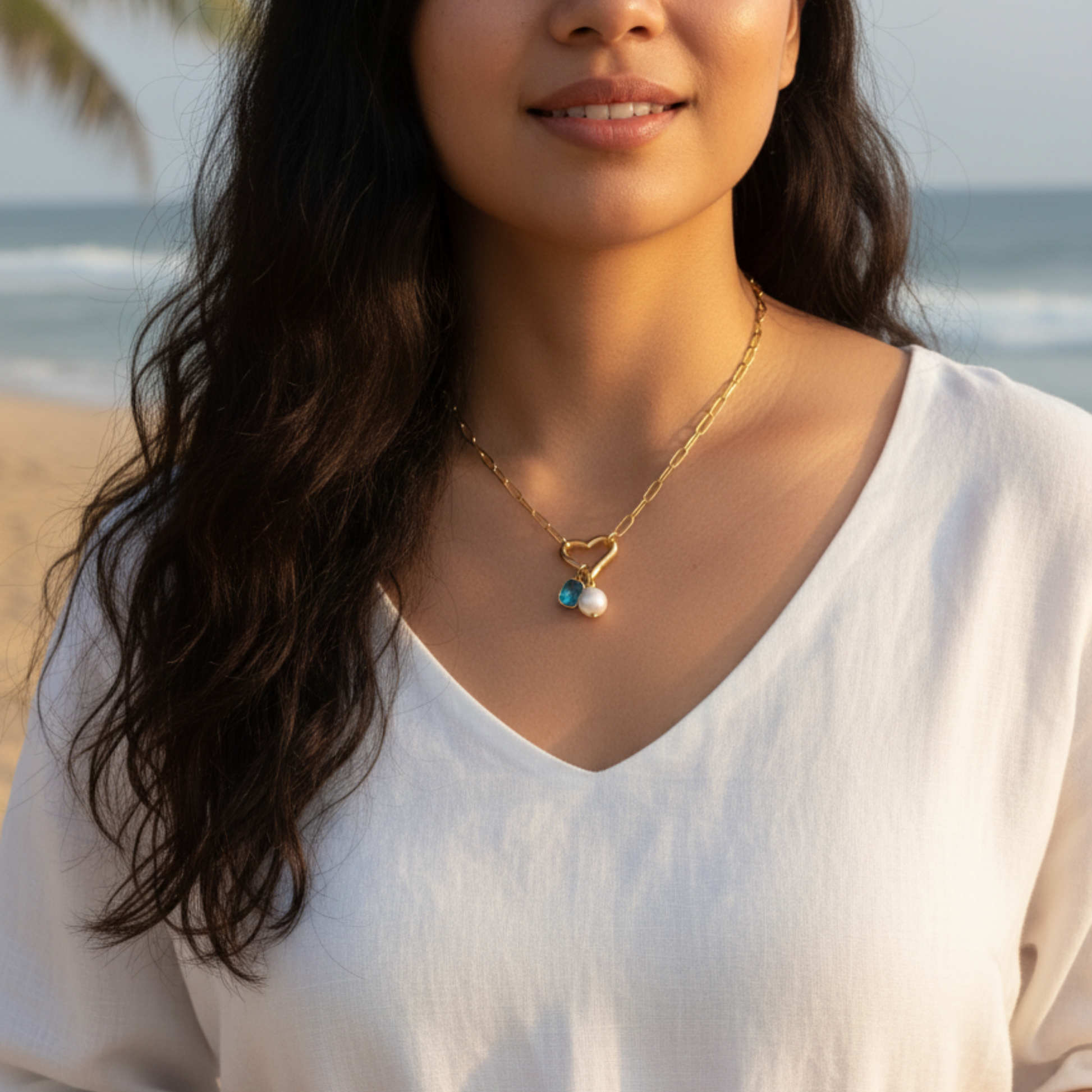 Gold openable heart paperclip chain necklace — minimalist waterproof jewellery by MXW