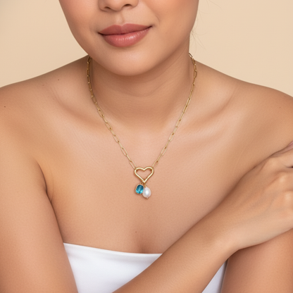 Gold openable heart paperclip chain necklace — minimalist waterproof jewellery by MXW