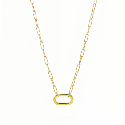 modern gold paperclip chain necklace with openable connector link