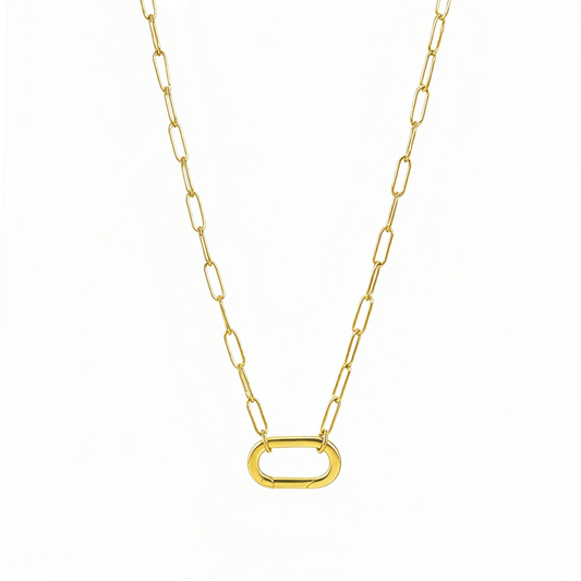 modern gold paperclip chain necklace with openable connector link
