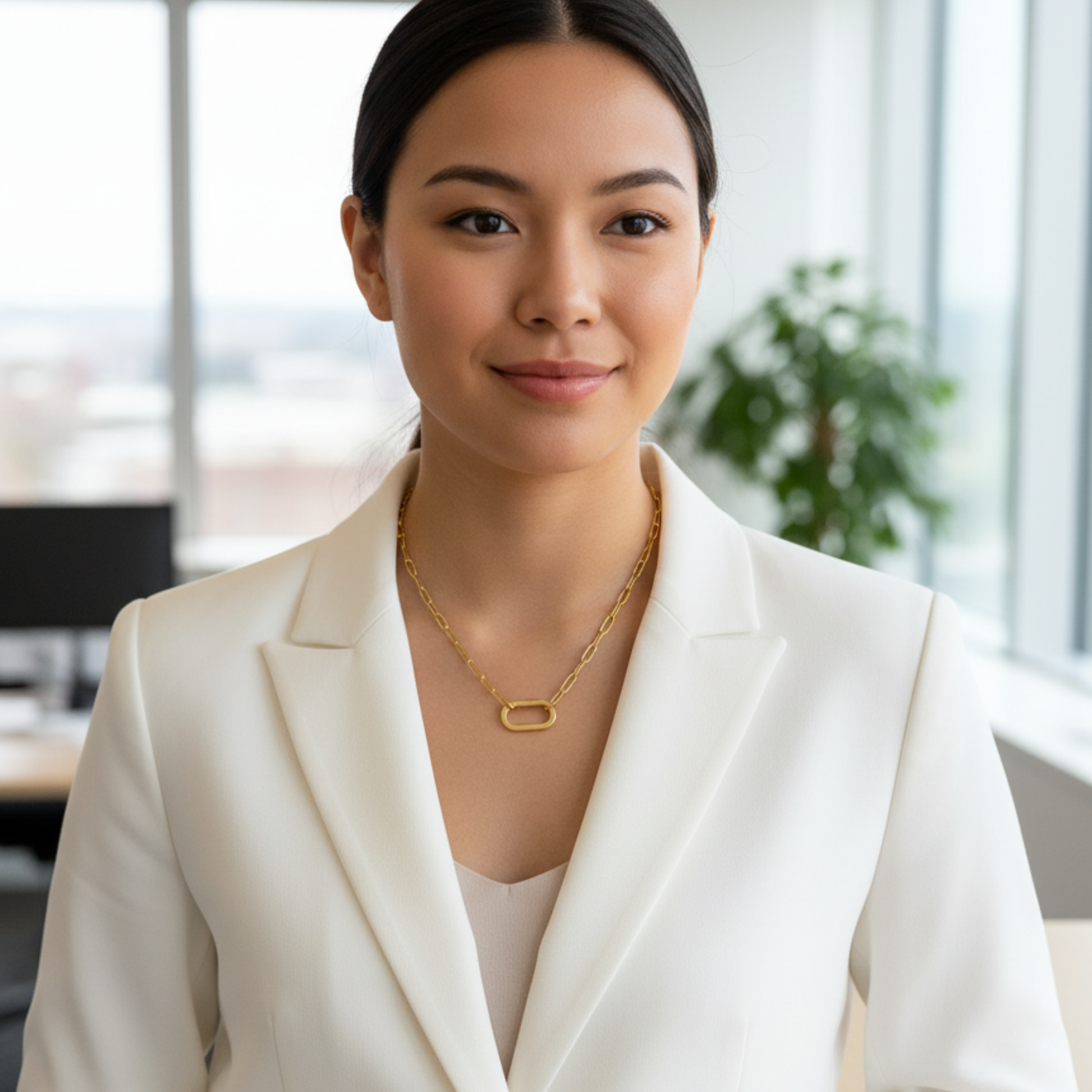 modern gold paperclip chain necklace with openable connector link