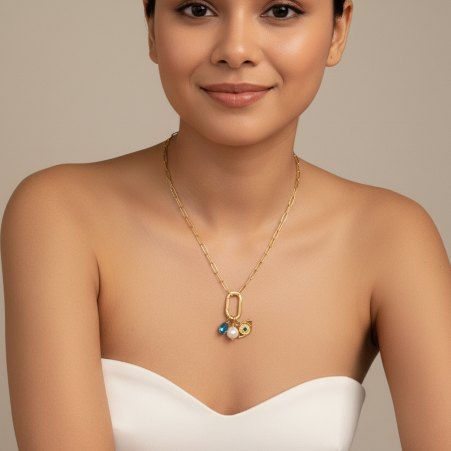 modern gold paperclip chain necklace with openable connector link