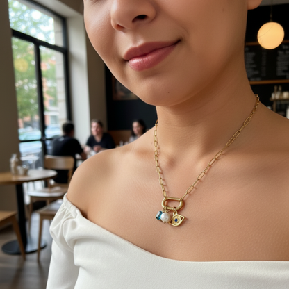 modern gold paperclip chain necklace with openable connector link