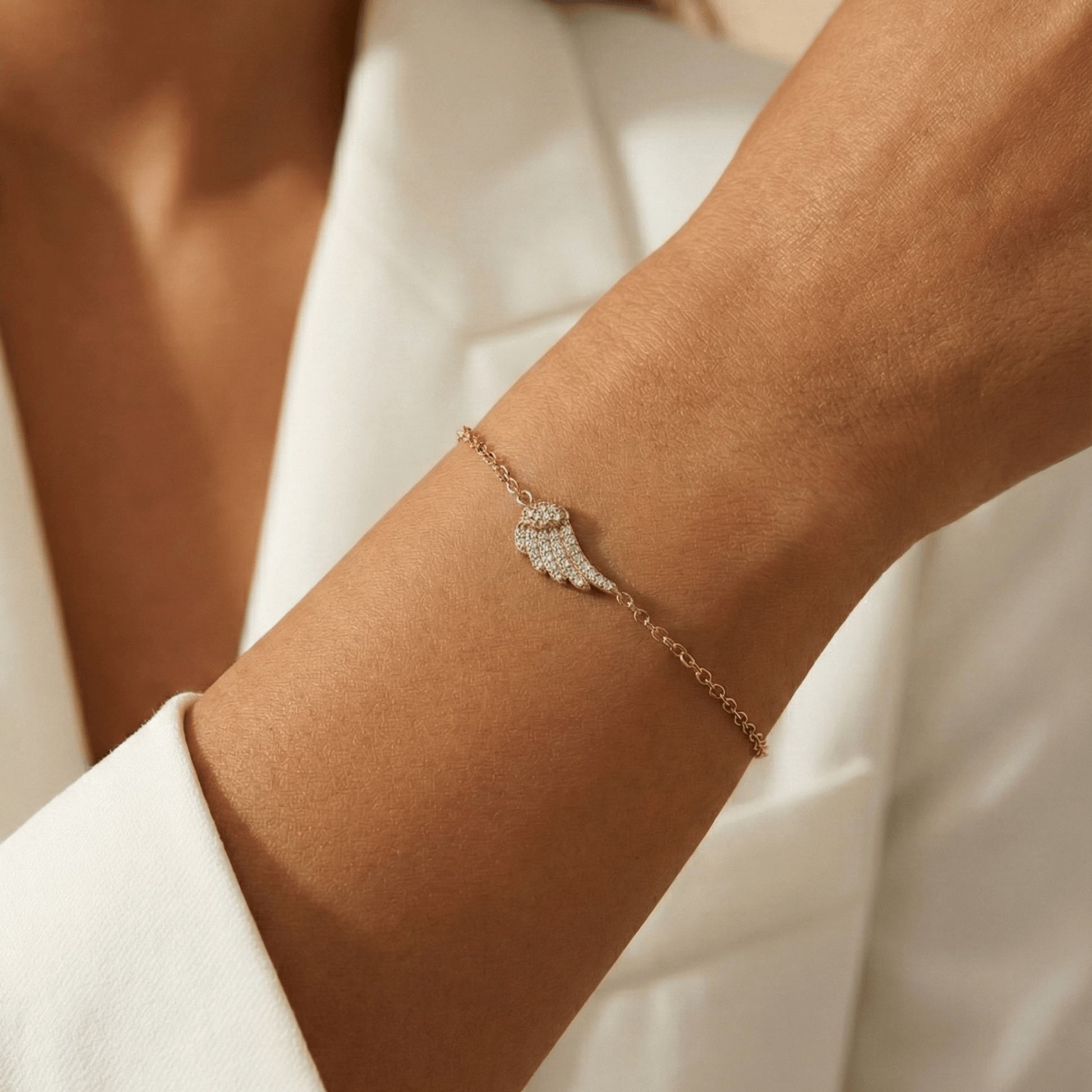 Gold Pavé Angel Wing Bracelet – MXW Jewellery
