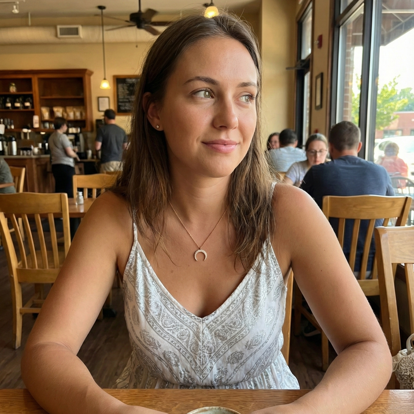 Gold pavé crescent moon necklace with sparkling crystals - MXW Jewellery