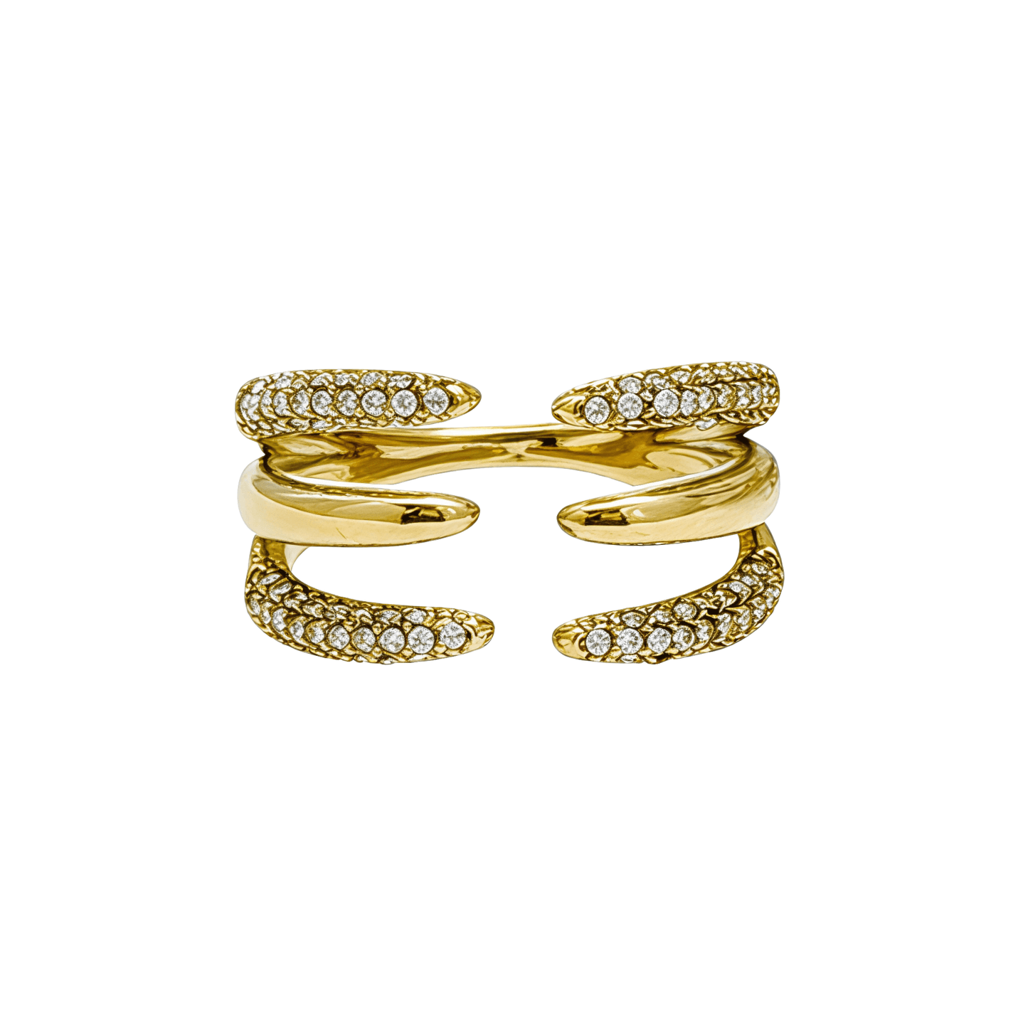 Gold Pavé Double Band Open Ring – MXW Jewellery