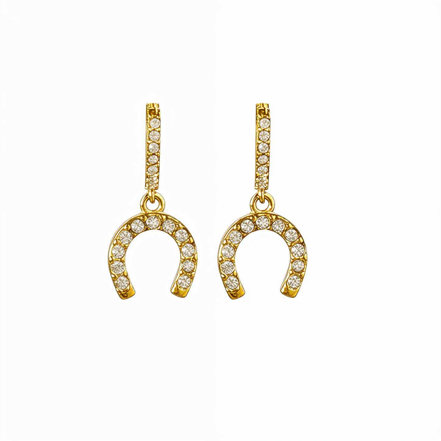 Gold Pavé Horseshoe Drop Earrings – MXW Jewellery