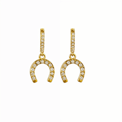 Gold Pavé Horseshoe Drop Earrings – MXW Jewellery