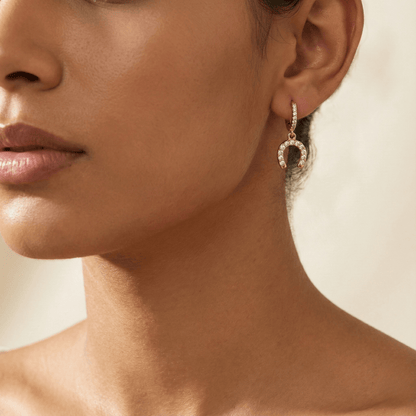Gold Pavé Horseshoe Drop Earrings – MXW Jewellery