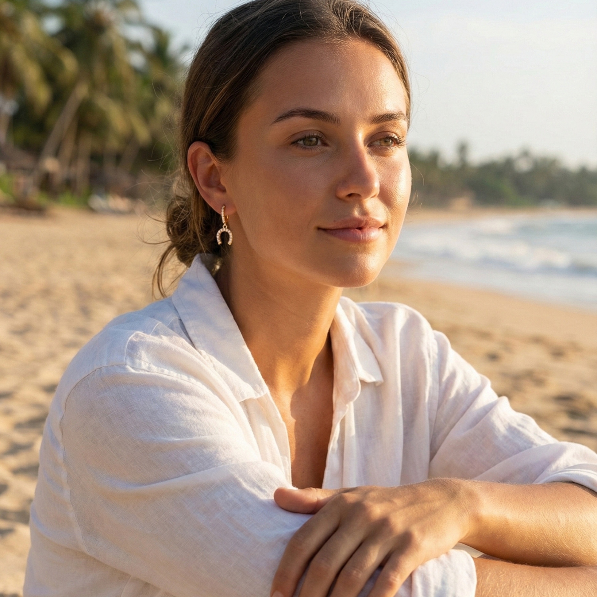 Gold Pavé Horseshoe Drop Earrings – MXW Jewellery