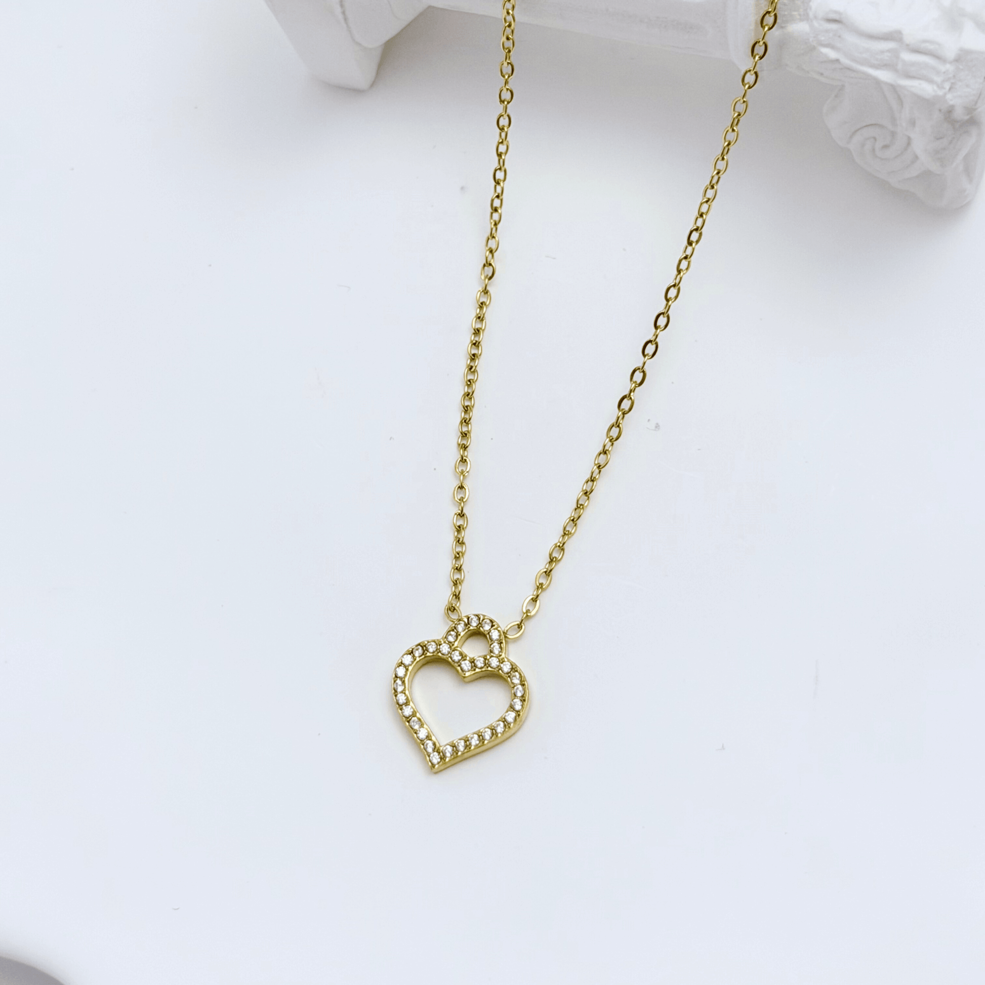 Gold Pavé Open Heart Necklace – MXW Jewellery