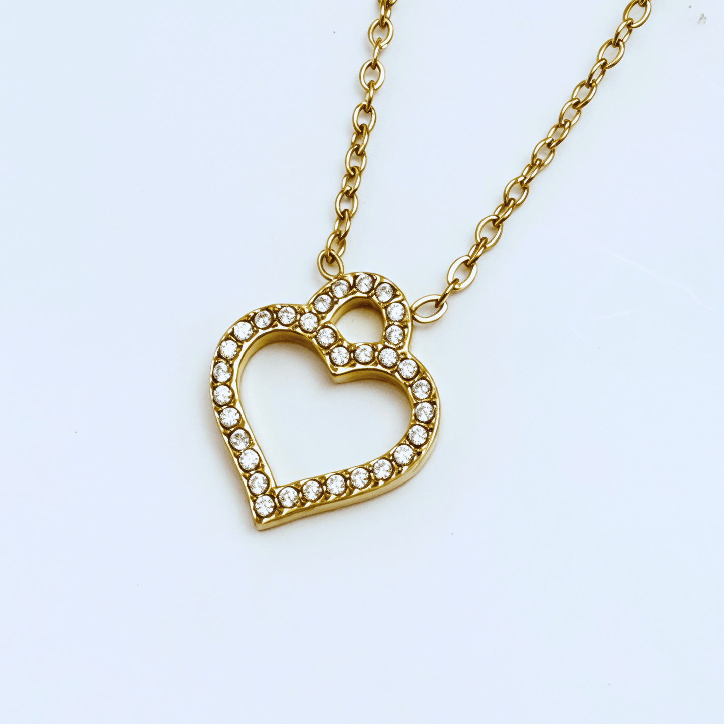 Gold Pavé Open Heart Necklace – MXW Jewellery