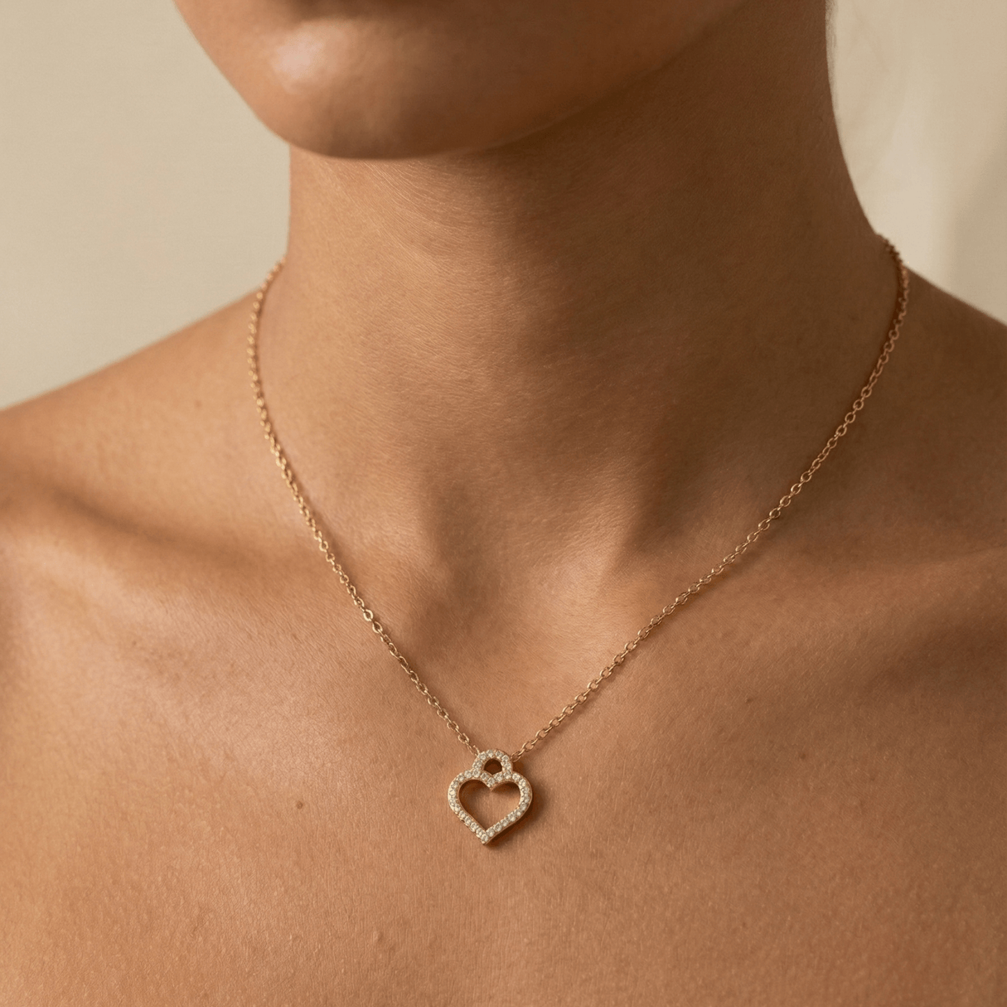 Gold Pavé Open Heart Necklace – MXW Jewellery
