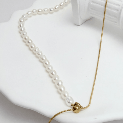 Gold Pearl Lariat Necklace – MXW Jewellery