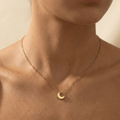 Gold Petite Crescent Moon Necklace – MXW Jewellery