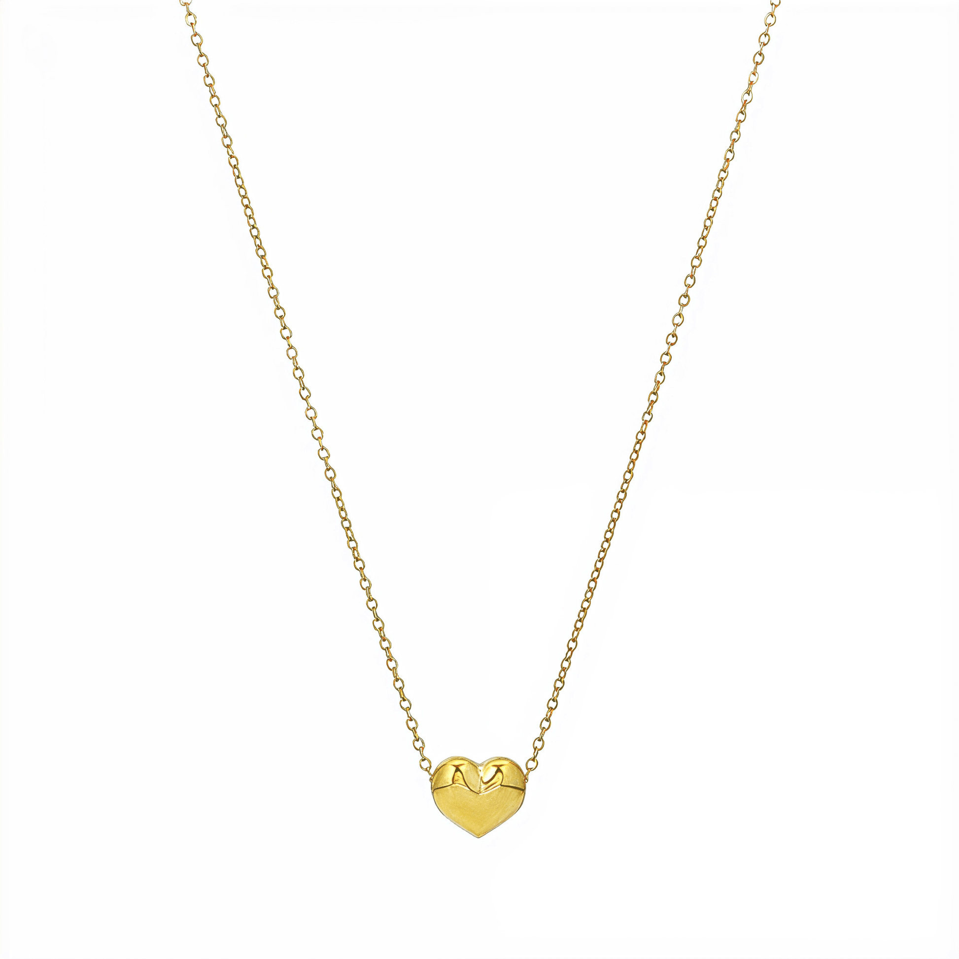 Gold Petite Puffy Heart Necklace – MXW Jewellery
