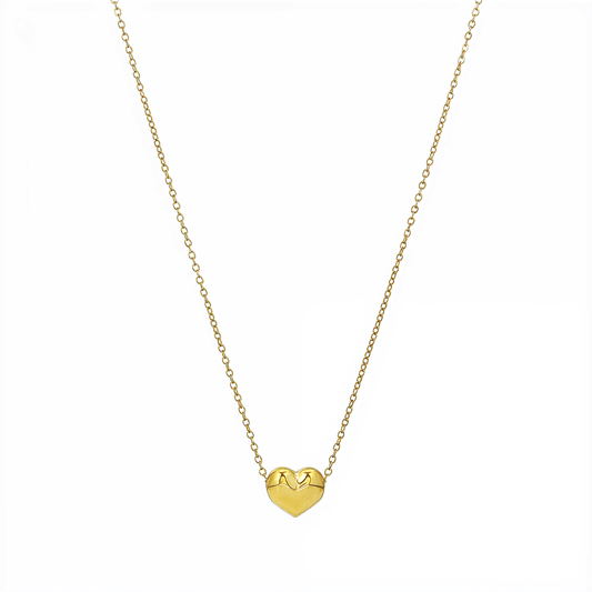 Gold Petite Puffy Heart Necklace – MXW Jewellery