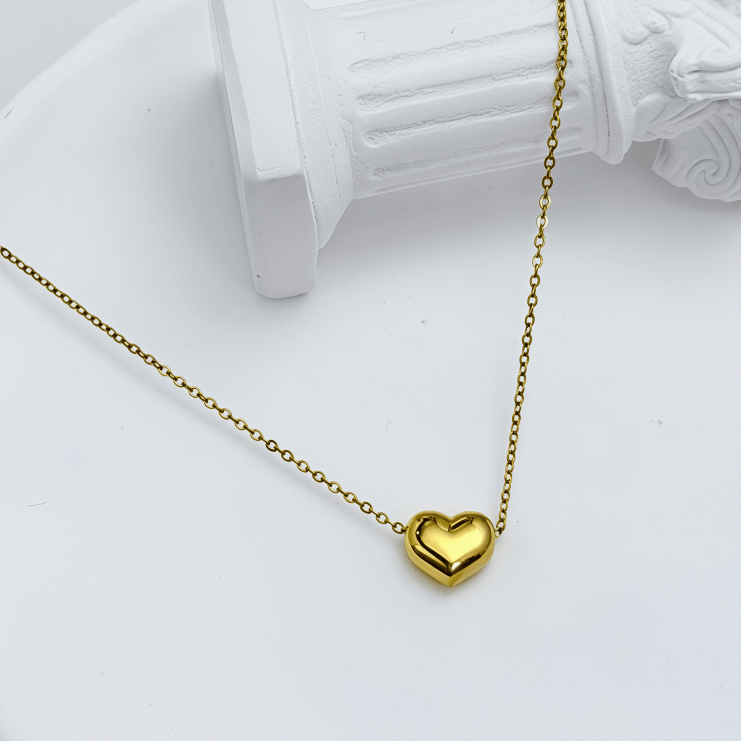 Gold Petite Puffy Heart Necklace – MXW Jewellery