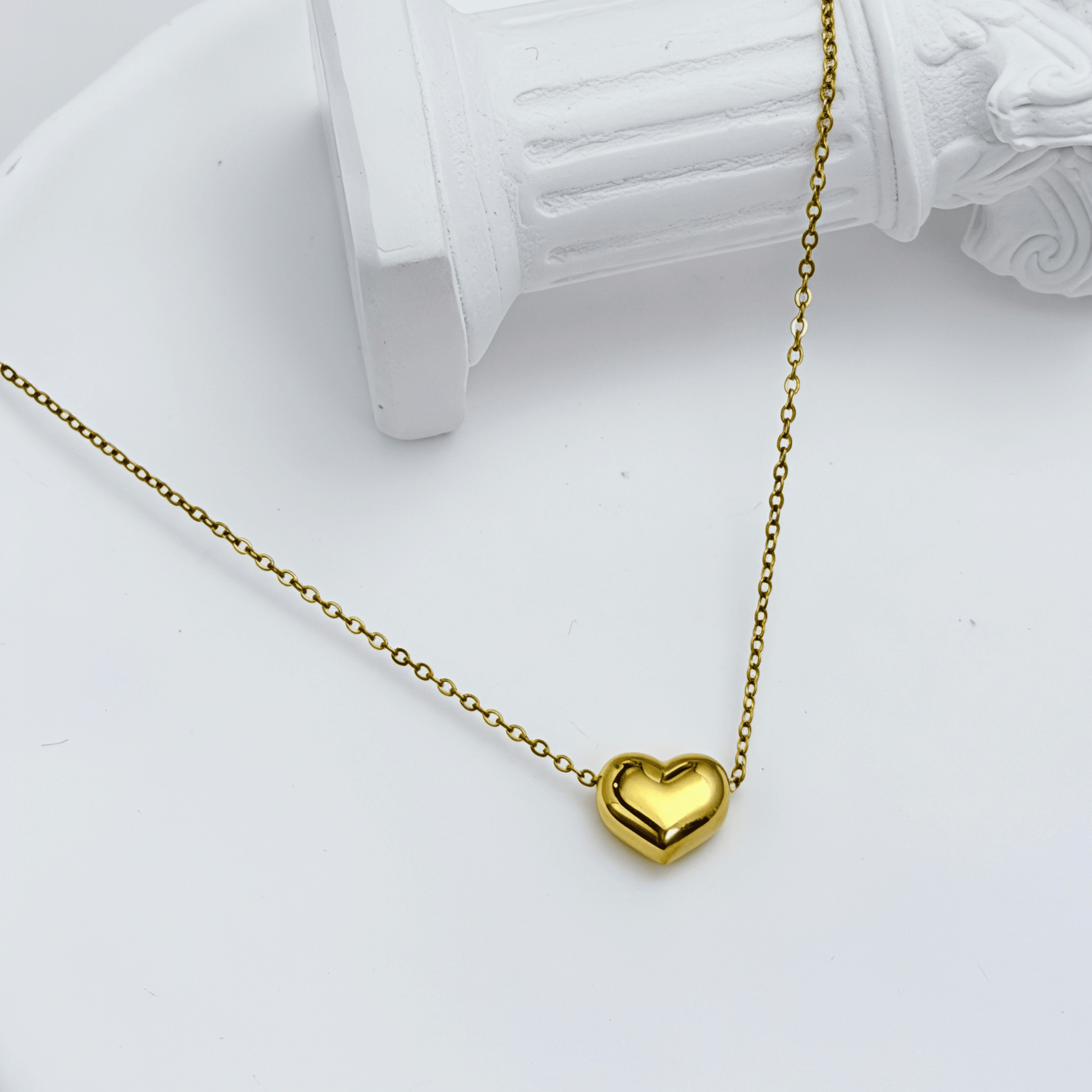Gold Petite Puffy Heart Necklace – MXW Jewellery